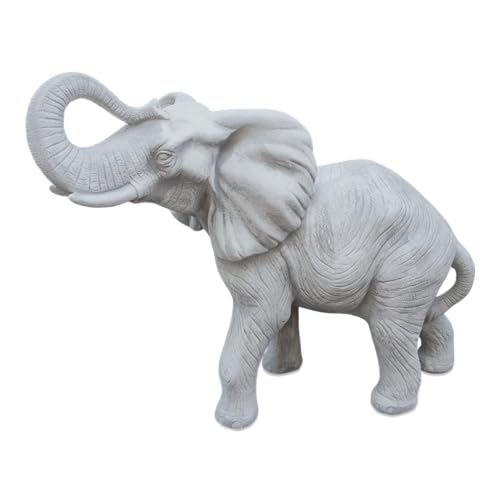 gartendekoparadies.de Großer indischer Elefant, Steinfigur, H. 44 cm, 52 x 27 cm, 26 kg, Grau, frostsicher aus Steinguss für Außenbereich von gartendekoparadies.de