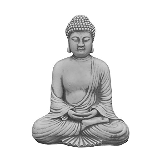 gartendekoparadies.de Buddha in tiefer Meditation, Steinfigur, H. 30 cm, 6 kg, Grau, frostsicher aus Steinguss für Außenbereich von gartendekoparadies.de