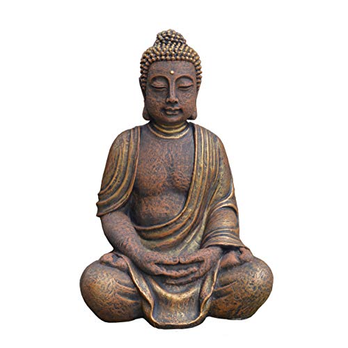 gartendekoparadies.de Buddha Statue in exklusiven Farben, Steinfigur, H. 66 cm, 63 kg, Gold, frostsicher aus Steinguss für Außenbereich von gartendekoparadies.de