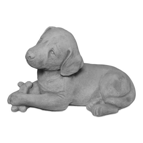 gartendekoparadies.de Hund Labrador Statue, Steinfigur, H. 24 cm, 12 kg, Grau, frostsicher aus Steinguss für Außenbereich von gartendekoparadies.de