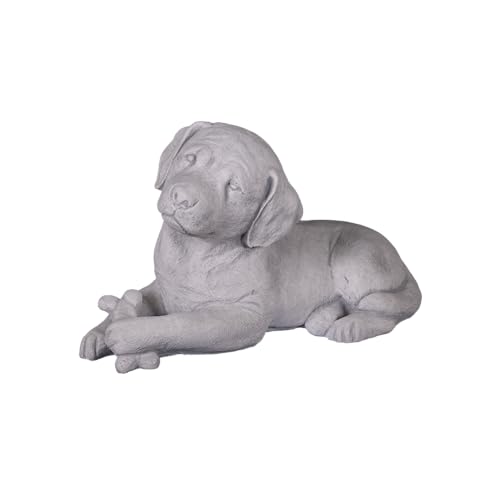 gartendekoparadies.de Hund Labrador Statue, Steinfigur, H. 24 cm, 12 kg, Grau, frostsicher aus Steinguss für Außenbereich von gartendekoparadies.de