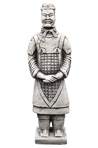 gartendekoparadies.de Statue Chinesischer Terrakotta-Krieger - Motiv II, Steinfigur, H. 37 cm, 3 kg, Grau, frostsicher aus Steinguss für Außenbereich von gartendekoparadies.de