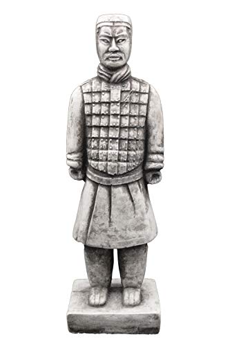 gartendekoparadies.de Statue chinesischer Terrakotta-Krieger-Motiv V, Steinfigur, H. 36 cm, 3 kg, Grau, frostsicher aus Steinguss für Außenbereich von gartendekoparadies.de
