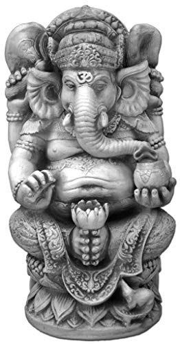 gartendekoparadies.de Figur des göttlichen Ganesha (Grau), Steinfigur, H. 60 cm, 57 kg, Grau, frostsicher aus Steinguss für Außenbereich von gartendekoparadies.de