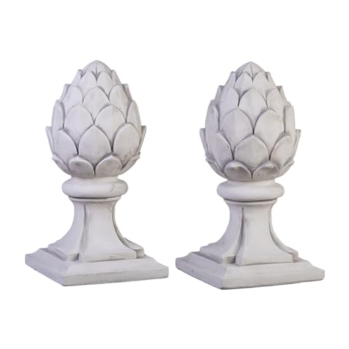 gartendekoparadies.de 2-Set Pinienzapfen Steinfigur Zirbelnuss, H. 52 cm, je Stück 31 kg, Grau, frostsicher aus Steinguss für Außenbereich von gartendekoparadies.de