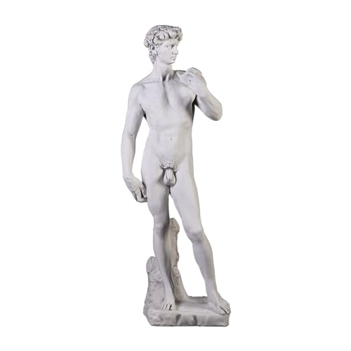 gartendekoparadies.de Statue des Davids von Michelangelo, Steinfigur, H. 117 cm, 67 kg, Grau, frostsicher aus Steinguss für Außenbereich von gartendekoparadies.de