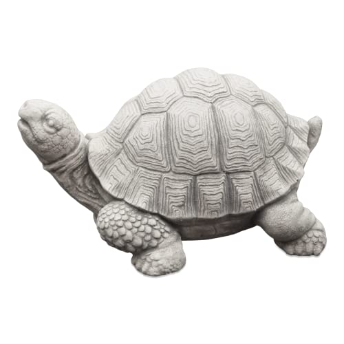 gartendekoparadies.de Schildkröten-Figur, Steinfigur, H. 14 cm, 5 kg, Grau, frostsicher aus Steinguss für Außenbereich von gartendekoparadies.de