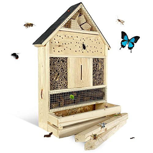 GARTENETAGE Stehendes Insektenhotel XXL mit Pflanzenoase & Schieferdach/Naturbelassenes, massives Insektenhaus & Bienenhotel/Insektenhotel zum Aufstellen/Nisthilfe & Artenschutz GARTENETAGE Stehendes Insektenhotel XXL mit Pflanzenoase & Schieferdach/Naturbelassenes, massives Insektenhaus & Bienenhotel/Insektenhotel zum Aufstellen/Nisthilfe & Artenschutz von gartenetage