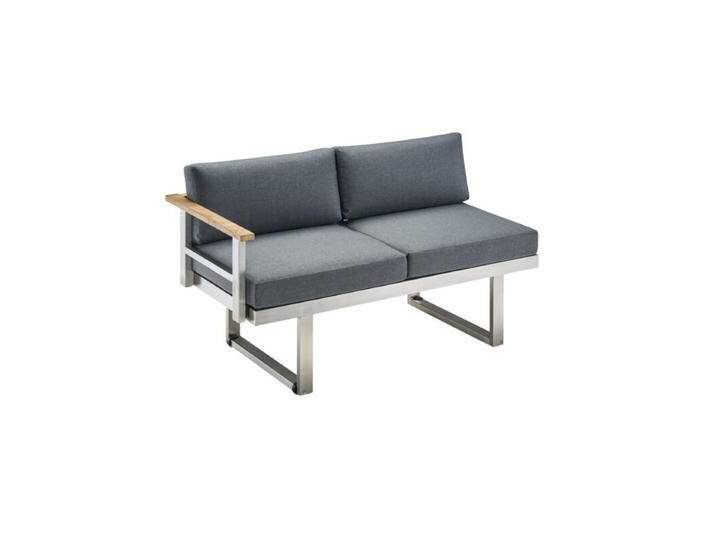 CASA DOMA Aragona DINING Lounge-Seitenteil 2-Sitzer, Edelstahl/Teak - Armlehne links von gartenmoebel-company