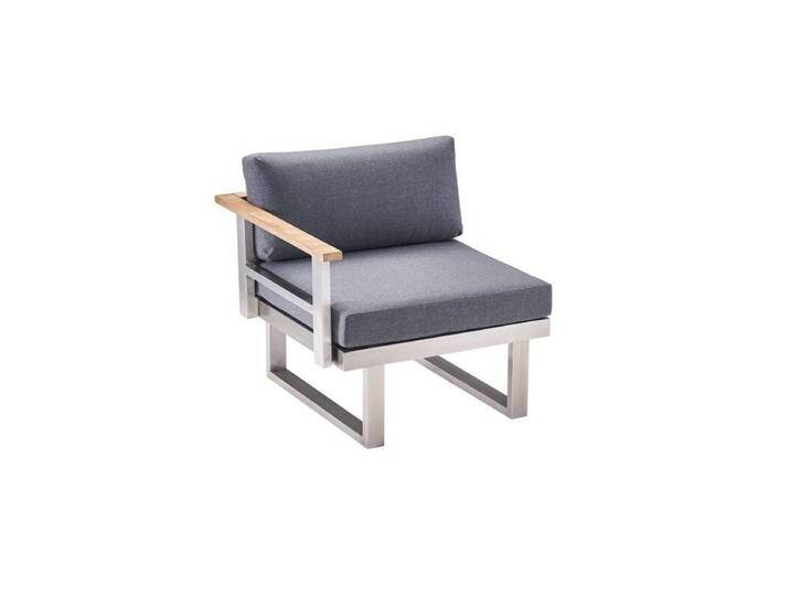 CASA DOMA Aragona Lounge-Seitenteil 1-Sitzer, Edelstahl/Teak - Armlehne links von gartenmoebel-company