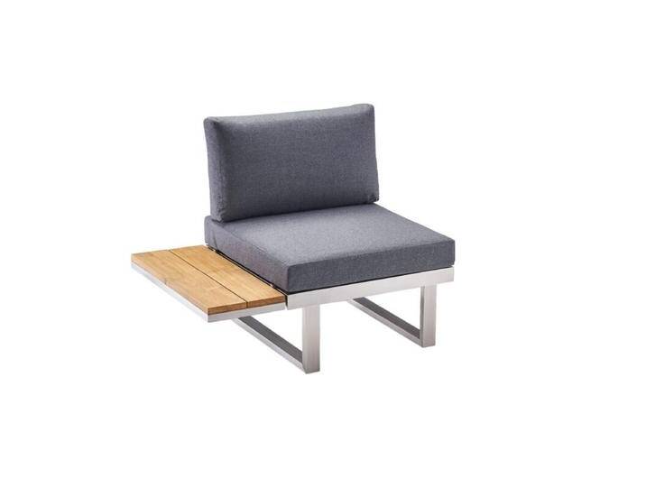 CASA DOMA Aragona Lounge-Seitenteil 1-Sitzer mit Teak-Ablage, Edelstahl von gartenmoebel-company