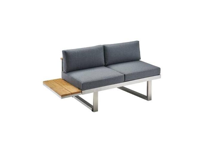 CASA DOMA Aragona Lounge-Seitenteil 2-Sitzer mit Teak-Ablage, Edelstahl/Teak von gartenmoebel-company