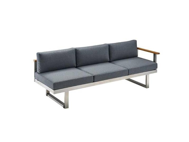 CASA DOMA Aragona Lounge-Seitenteil 3-Sitzer, Edelstahl/Teak - Armlehne rechts von gartenmoebel-company