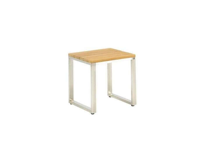 CASA DOMA Macari Beistelltisch, Edelstahl/Teak,Tischbein mit Höhenausgleich,Industrial von gartenmoebel-company