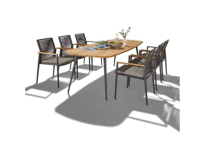CASA DOMA Napola/Gallico Gartenmöbel-Set mit Tisch Teak und Stapelstuhl, 7-teilig - Teakholz gebürstet CASA DOMA Napola/Gallico Gartenmöbel-Set mit Tisch Teak und Stapelstuhl, 7-teilig - Teakholz gebürstet von gartenmoebel-company
