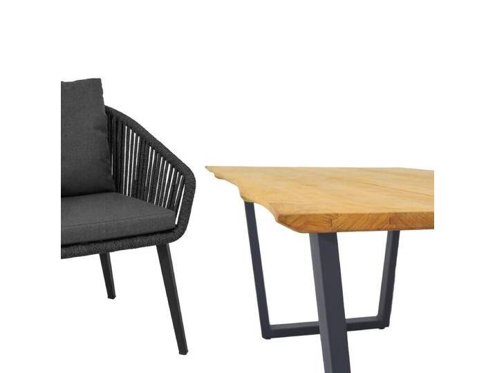 CASA DOMA Ribera/Falerna Gartenmöbel-Set mit Diningsessel Rundform, Bank und Tisch Teak, 5-teilig - Edelstahl pulverbeschichtet anthrazit – Kufengestell , Beine eckig , Rope anthrazit – vertikal breit , Baumkante von gartenmoebel-company