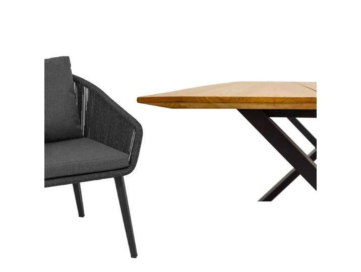 CASA DOMA Ribera/Falerna Gartenmöbel-Set mit Diningsessel Rundform, Bank und Tisch Teak, 5-teilig - Edelstahl pulverbeschichtet anthrazit – X-Gestell , Beine eckig , Rope anthrazit – vertikal rund , Schweizer Kante CASA DOMA Ribera/Falerna Gartenmöbel-Set mit Diningsessel Rundform, Bank und Tisch Teak, 5-teilig - Edelstahl pulverbeschichtet anthrazit – X-Gestell , Beine eckig , Rope anthrazit – vertikal rund , Schweizer Kante von gartenmoebel-company
