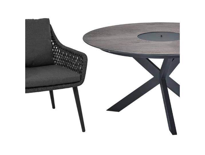 CASA DOMA Ribera/Rosano Gartenmöbel-Set mit Diningsessel L-Form und Tisch HPL, 7-teilig - Beine rund , Rope anthrazit – Raute , HPL Chromix bronze von gartenmoebel-company