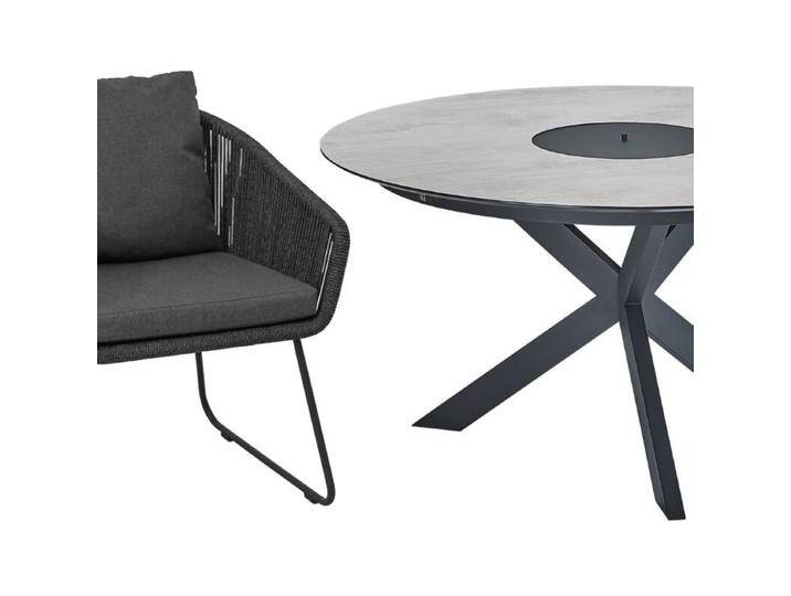 CASA DOMA Ribera/Rosano Gartenmöbel-Set mit Diningsessel Rundform und Tisch HPL, 7-teilig - mit Kufen , Rope anthrazit – vertikal rund , HPL Chromix silber von gartenmoebel-company