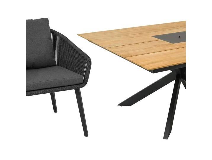 CASA DOMA Ribera/Siderno Gartenmöbel-Set mit Diningsessel Rundform und Tisch Teak, 9-teilig - Beine eckig , Rope anthrazit – vertikal rund von gartenmoebel-company