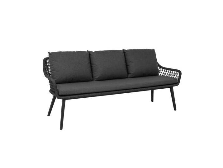 CASA DOMA Ribera Diningbank L-Form, Beine eckig - Rope anthrazit – Knoten von gartenmoebel-company
