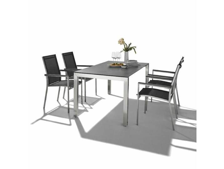 Gartenmöbel-Set 5-teilig mit CASA DOMA Ausziehtisch Amato und Liadomo Stapelstuhl Motta - Aluminium-Auflage anthrazit von gartenmoebel-company