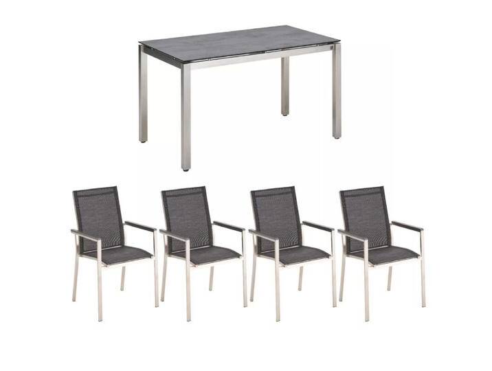 Gartenmöbel-Set 5-teilig mit CASA DOMA Tisch Carini 130x80 cm und Liadomo Stapelstuhl Motta von gartenmoebel-company