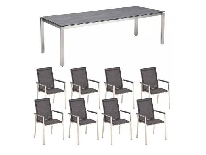 Gartenmöbel-Set 9-teilig mit CASA DOMA Tisch Carini 260x100 cm und Liadomo Stapelstuhl Motta von gartenmoebel-company