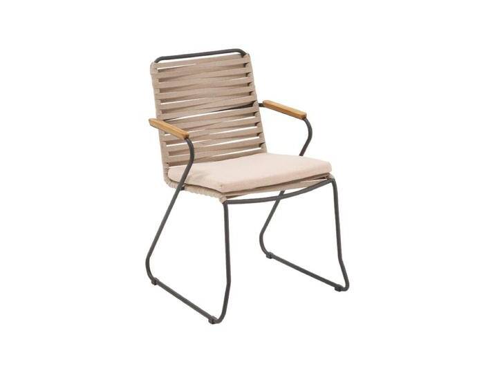 Liadomo Atina Stapelstuhl - Gestell Edelstahl anthrazit Sitz Rope beige von gartenmoebel-company