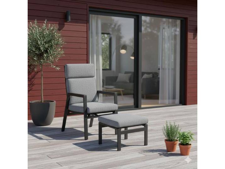 Liadomo Celano Gartenmöbel-Set, 2-teilig, Gartensessel mit Hocker - Aluminium-Auflage anthrazit,stufenlos verstellbar, verstellbare Rückenlehne,Geradlinig & pur Liadomo Celano Gartenmöbel-Set, 2-teilig, Gartensessel mit Hocker - Aluminium-Auflage anthrazit,stufenlos verstellbar, verstellbare Rückenlehne,Geradlinig & pur von gartenmoebel-company