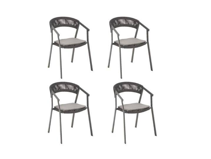 Liadomo Lenzi Stapelstuhl inkl. Sitzkissen, 4er-/6er-Set - 4er-Set,stapelbar,Modern Country von gartenmoebel-company