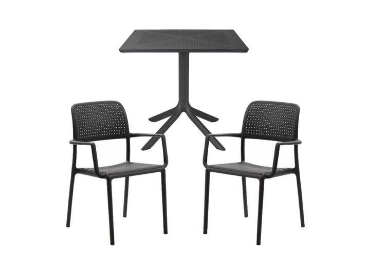 NARDI Bora/Clip Gartenmöbel-Set mit Stapelstuhl und Bistrotisch - Kunststoff anthrazit von gartenmoebel-company