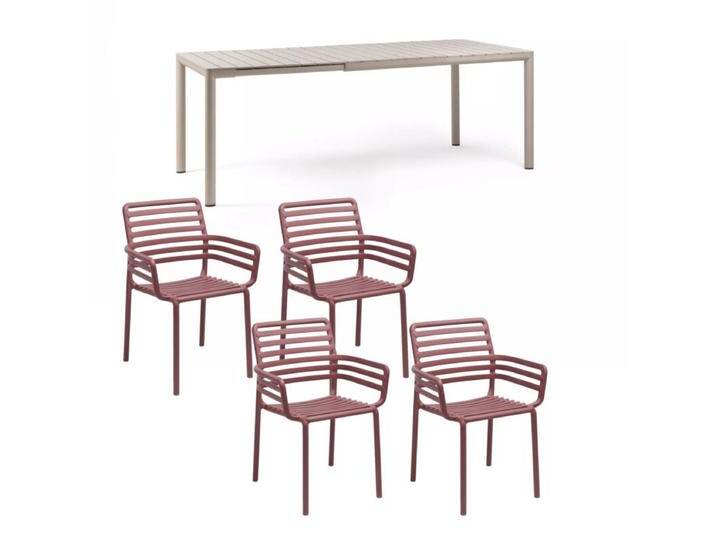 NARDI Doga/Tevere Gartenmöbel-Set mit Stapelstuhl und Ausziehtisch 147/211x90 cm, Aluminium/Kunststoff, 5-teilig - Gestell Alu corda Sitz Kunststoff marsala,ausziehbar, stapelbar, Tischbein mit Höhenausgleich,Trendig & bunt NARDI Doga/Tevere Gartenmöbel-Set mit Stapelstuhl und Ausziehtisch 147/211x90 cm, Aluminium/Kunststoff, 5-teilig - Gestell Alu corda Sitz Kunststoff marsala,ausziehbar, stapelbar, Tischbein mit Höhenausgleich,Trendig & bunt von gartenmoebel-company