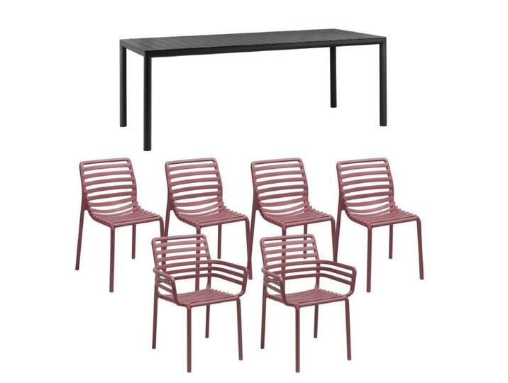 NARDI Doga/Tevere Gartenmöbel-Set mit Stapelstuhl und Ausziehtisch 211/275x100 cm, Aluminium/Kunststoff, 7-teilig - Gestell Alu anthrazit Sitz Kunststoff marsala,ausziehbar, stapelbar, Tischbein mit Höhenausgleich,Trendig & bunt NARDI Doga/Tevere Gartenmöbel-Set mit Stapelstuhl und Ausziehtisch 211/275x100 cm, Aluminium/Kunststoff, 7-teilig - Gestell Alu anthrazit Sitz Kunststoff marsala,ausziehbar, stapelbar, Tischbein mit Höhenausgleich,Trendig & bunt von gartenmoebel-company