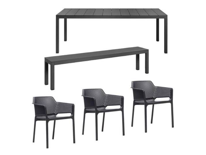 NARDI Net/Rio Gartenmöbel-Set mit Stapelstuhl, Gartentisch und -bank, 5-teilig - mit Stapelstuhl Kunststoff anthrazit NARDI Net/Rio Gartenmöbel-Set mit Stapelstuhl, Gartentisch und -bank, 5-teilig - mit Stapelstuhl Kunststoff anthrazit von gartenmoebel-company