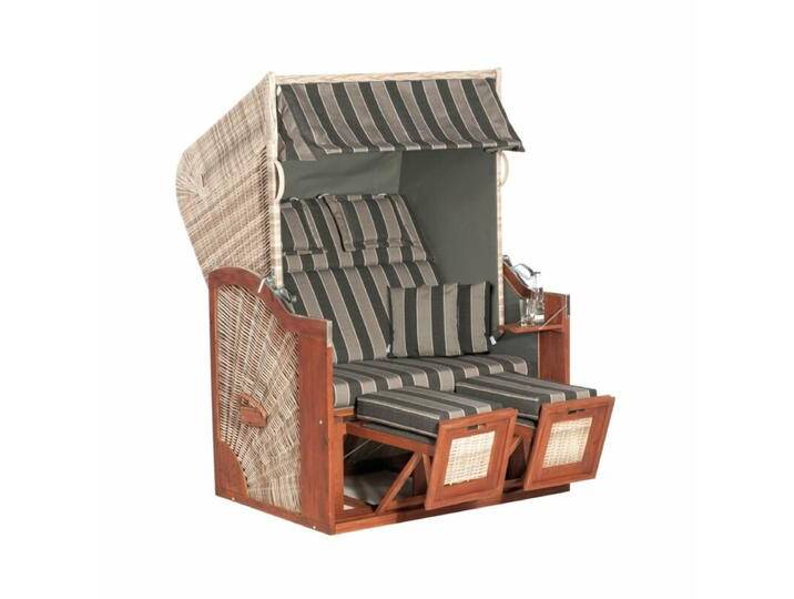 SunnySmart Rustikal 285 Z SUN Edition Strandkorb - Polyrattan grey-washed , Dessin 1175 , mit 1 klappbaren Seitentisch von gartenmoebel-company