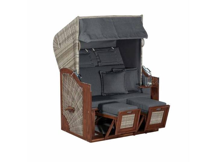 SunnySmart Rustikal 285 Z SUN Edition Strandkorb - Polyrattan grey-washed , Dessin 1230 , mit 1 klappbaren Seitentisch SunnySmart Rustikal 285 Z SUN Edition Strandkorb - Polyrattan grey-washed , Dessin 1230 , mit 1 klappbaren Seitentisch von gartenmoebel-company