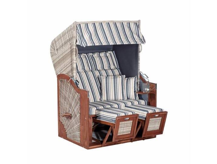 SunnySmart Rustikal 285 Z SUN Edition Strandkorb - Polyrattan grey-washed , Dessin 1231 , mit 1 klappbaren Seitentisch von gartenmoebel-company