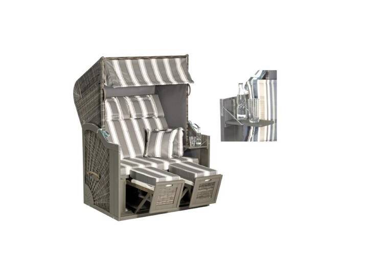 SunnySmart Rustikal 285 Z SUN Edition Strandkorb - Polyrattan vintage-anthrazit , Dessin 1214 , mit 2 klappbaren Seitentischen von gartenmoebel-company
