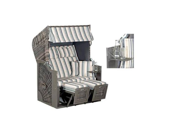 SunnySmart Rustikal 285 Z SUN Edition Strandkorb - Polyrattan vintage-anthrazit , Dessin 1231 , mit 2 klappbaren Seitentischen von gartenmoebel-company