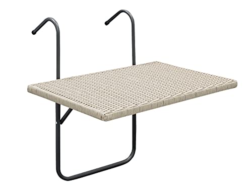 gartenmoebel-einkauf Balkonhängetisch Hängetisch Roma 60x40cm, Metallgestell + Polyrattan grau, mehrfach verstellbar, optimal für kleine Flächen von gartenmoebel-einkauf