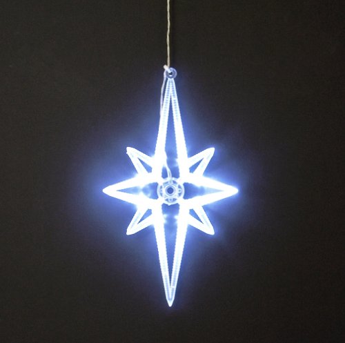 Fensterbild Polarstern 28cm mit 8 LED Weiss, Batteriebetrieb von gartenmoebel-einkauf
