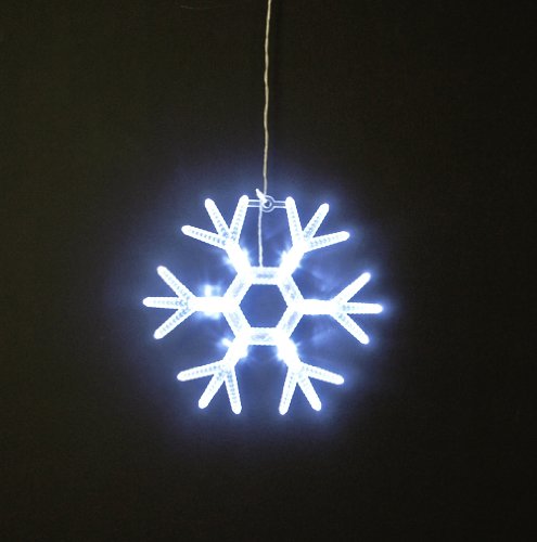 Fensterbild Schneeflocke 19cm mit 6 LED Weiss, Batteriebetrieb von gartenmoebel-einkauf