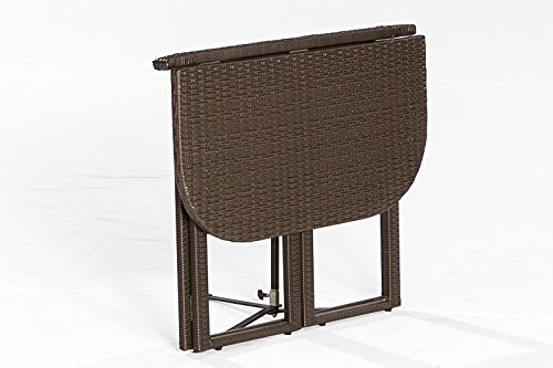 gartenmoebel-einkauf Balkon - Klapptisch Graz 90x50cm, Stahlgestell + Polyrattan Geflecht braun von gartenmoebel-einkauf