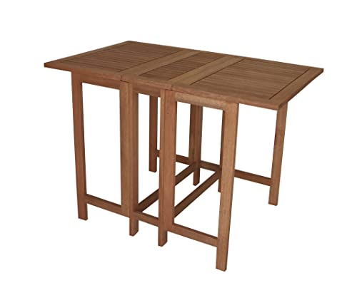 gartenmoebel-einkauf Doppel Klappentisch Balkon Tisch 107x65x74cm rechteckig, Eukalyptus geölt, braun, FSC®-Zertifiziert von gartenmoebel-einkauf