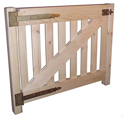 Bastionshop - Gartentor Holz, Gartentür aus Holz - Rustikale Holztor mit Pfosten und Verriegelung, Zauntor aus massivem Kiefernholz, Lattenzaun Tor - Unlackiert, wooden gate - 110x105cm (v.11) von gartentor