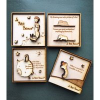 Der Kleine Prinz Magnet Set - Holz Gravierte Mehrschichtige 3D Magnete von gartsdesign