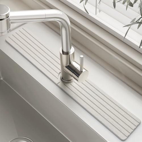 garvonti Stein-Wasserhahn-Matte für Küchenspüle, 59,9 cm, schnell wasserabsorbierende Steinablage für Spüle, super saugfähige Wasserhahnmatten, Kieselstein-Spülbeckenablage für Küche, Badezimmer garvonti Stein-Wasserhahn-Matte für Küchenspüle, 59,9 cm, schnell wasserabsorbierende Steinablage für Spüle, super saugfähige Wasserhahnmatten, Kieselstein-Spülbeckenablage für Küche, Badezimmer von garvonti