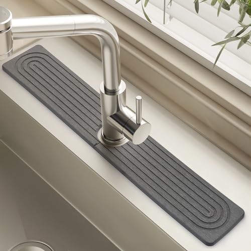 garvonti Stein-Wasserhahn-Matte für Küchenspüle, 59,9 cm, schnell wasserabsorbierende Steinablage für Spüle, super saugfähige Wasserhahnmatten, Kieselstein-Spülbeckenablage für Küche, Badezimmer garvonti Stein-Wasserhahn-Matte für Küchenspüle, 59,9 cm, schnell wasserabsorbierende Steinablage für Spüle, super saugfähige Wasserhahnmatten, Kieselstein-Spülbeckenablage für Küche, Badezimmer von garvonti