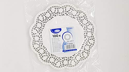 gastro 100 Stück Deko Tortenspitzen Rund Weiß Papier Durchmesser: 22 cm von gastro